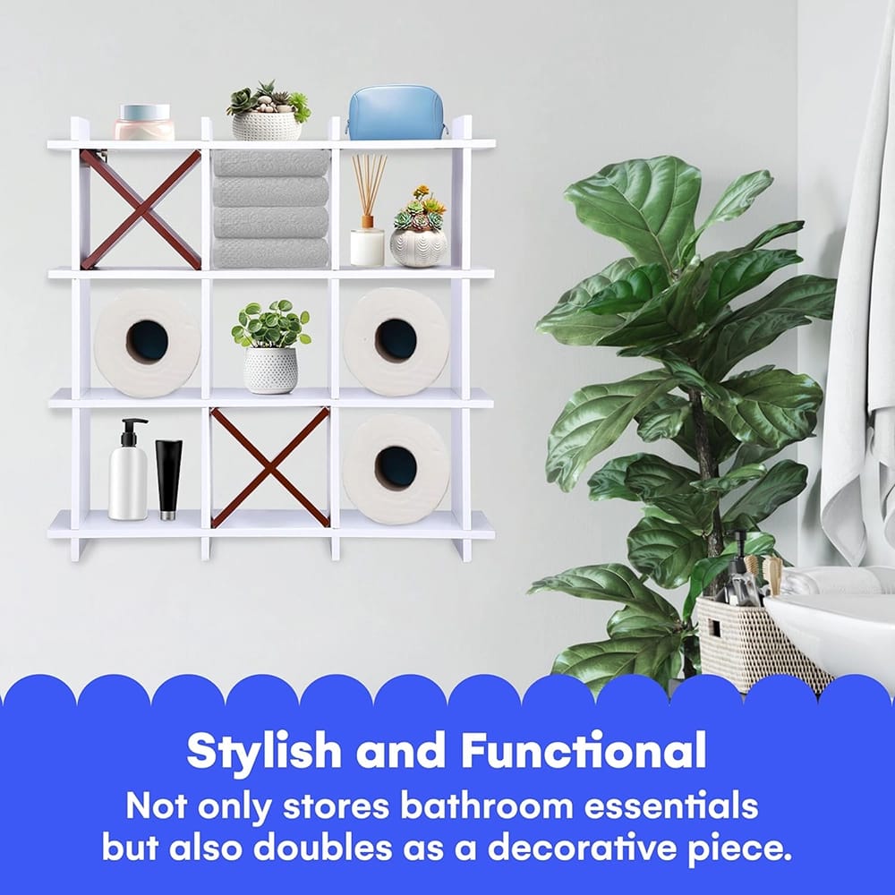 Noa Store Tic Tac Toe Tissue Roll Shelf, White