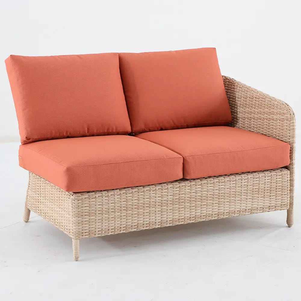 Hampton Bay Camden Point Resin Wicker Sectional Dining 4-Piece Set, Tan/Orange