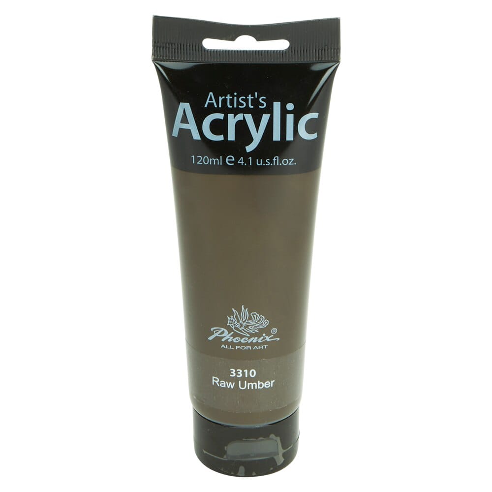 Phoenix Artist's Acrylic Paint, Raw Umber, 120 ml