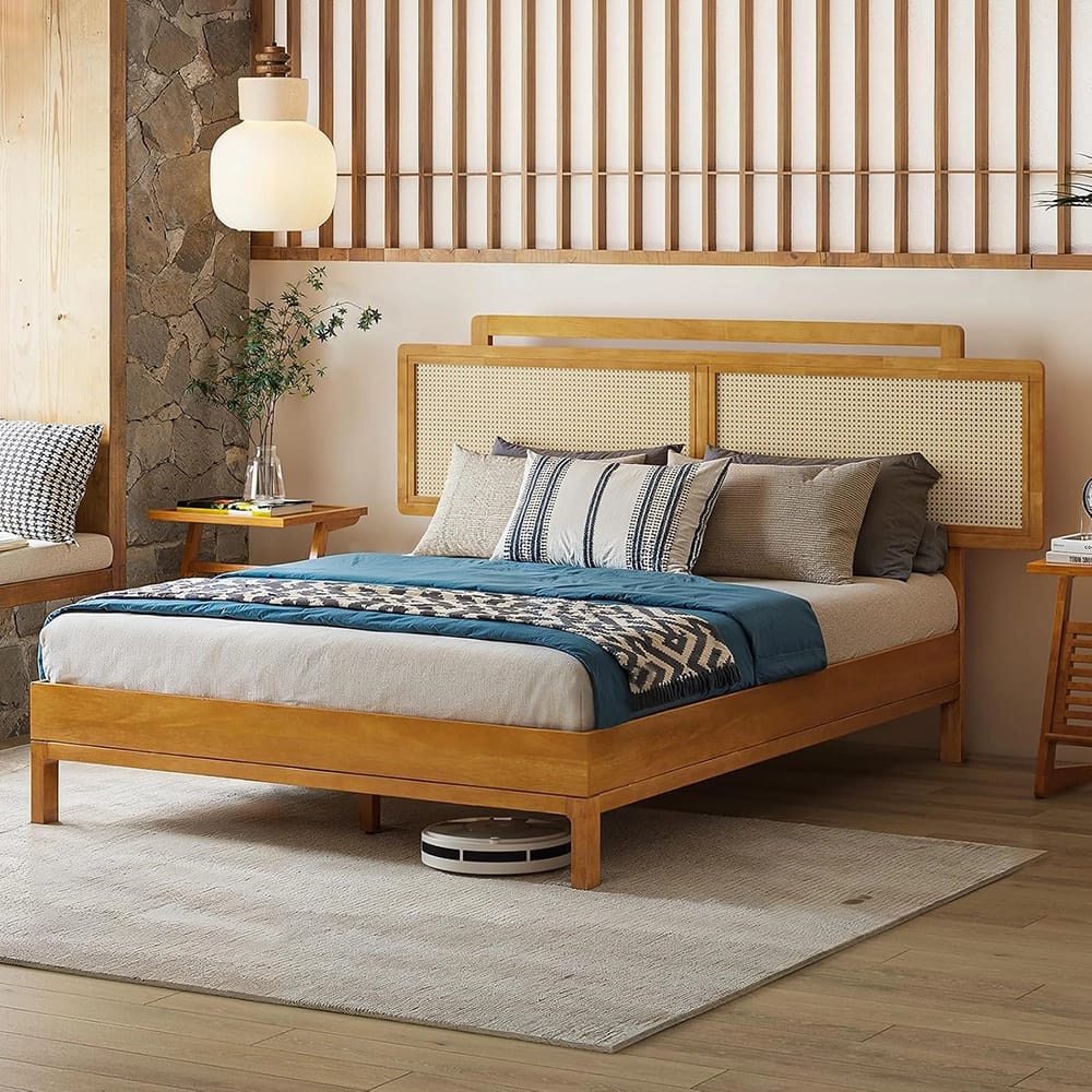 Bme Neil Queen Bed Frame, Teak Brown