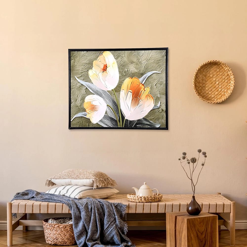 3D Oil Flower Painting, 19.7" x 15.7"
