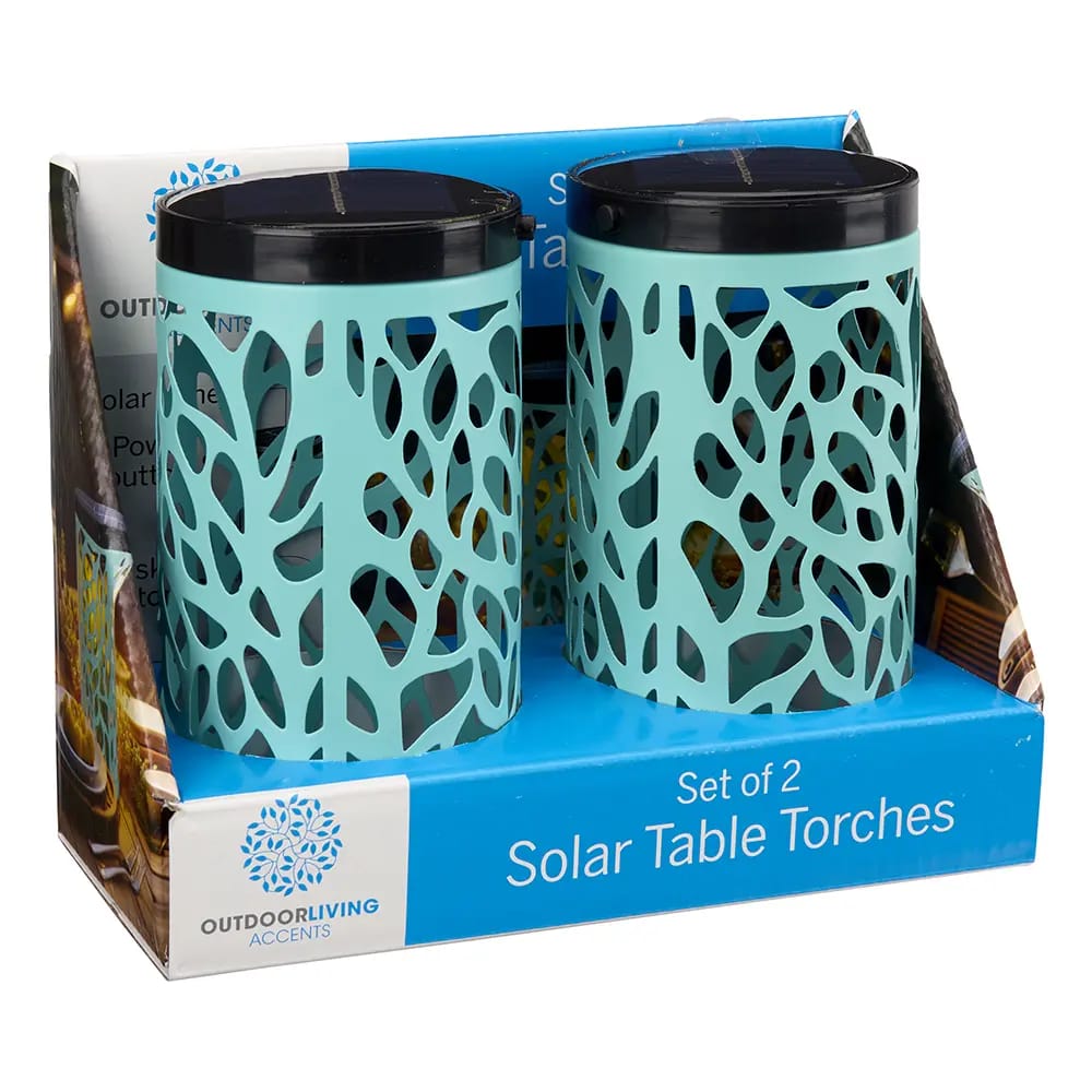 Outdoor Living Solar Table Torches, Teal, 2pk.