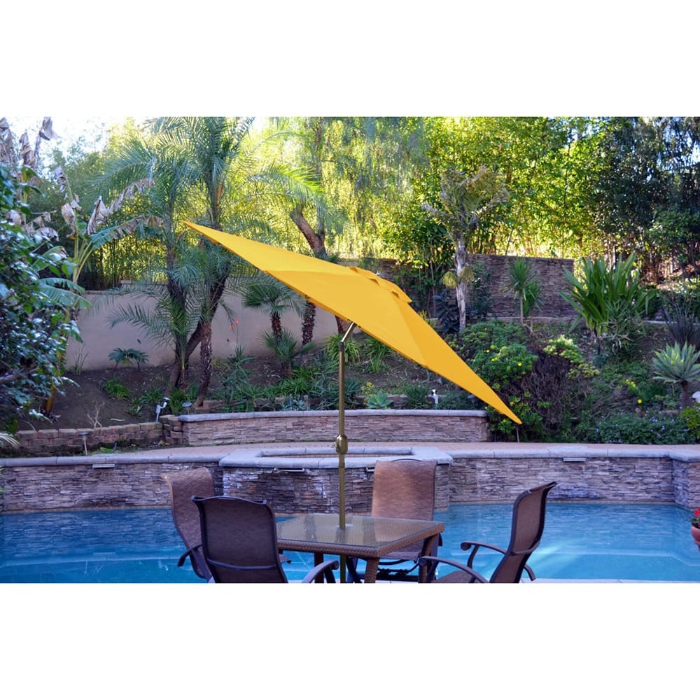 Jeco 9' Aluminum Patio Market Umbrella with Tilt and Crank, Yellow/Bronze