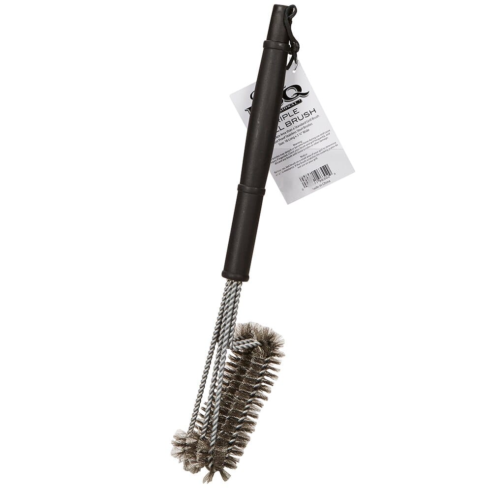 True BBQ Professional Stainless Steel Triple Grill Brush, 18"