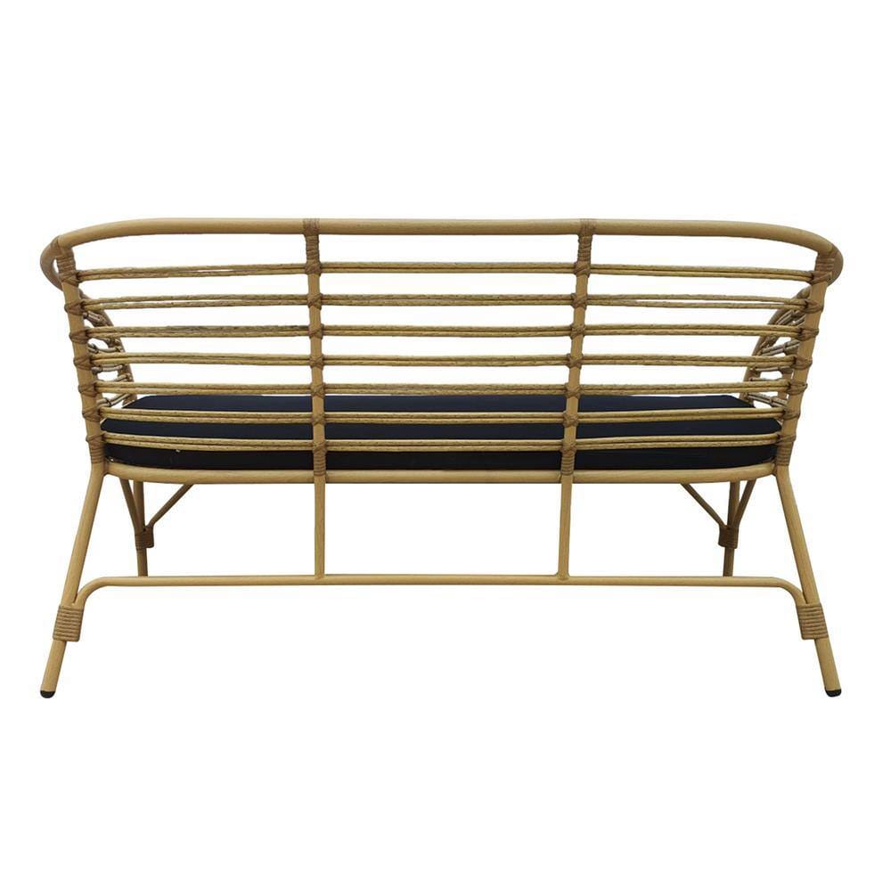TK Classics Boho Aluminum Loveseat, Natural/Black