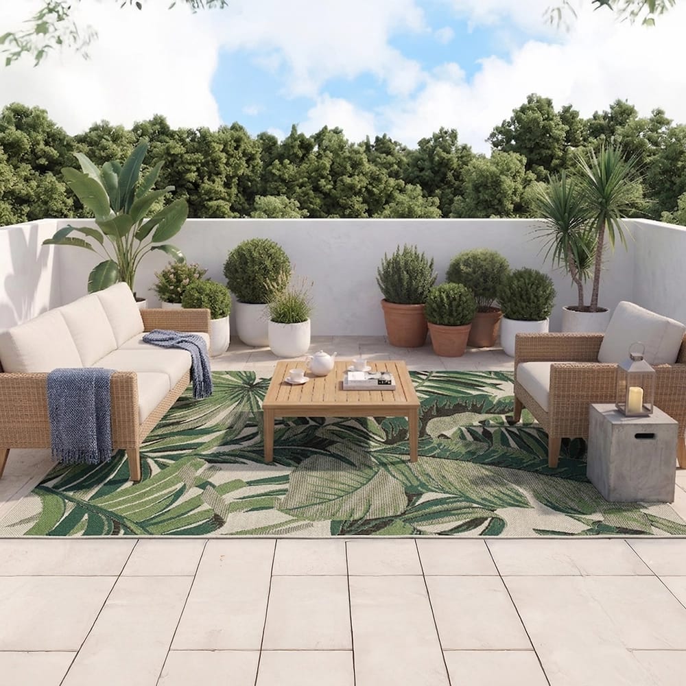 Mohawk Indoor/Outdoor Area Rug, Green Palms, 8' x 10'
