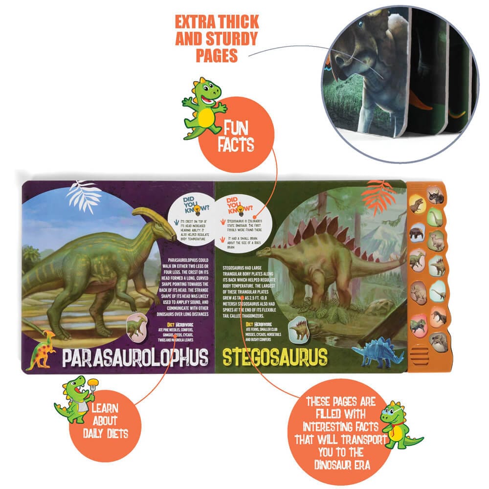 Prextex 12-Button Sound Book of Dinosaurs and Their Habits