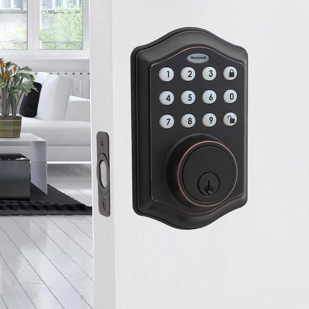 Honeywell Single Cylinder Deadbolt Lock with Electronic Keypad, Oil Rubbed Bronze