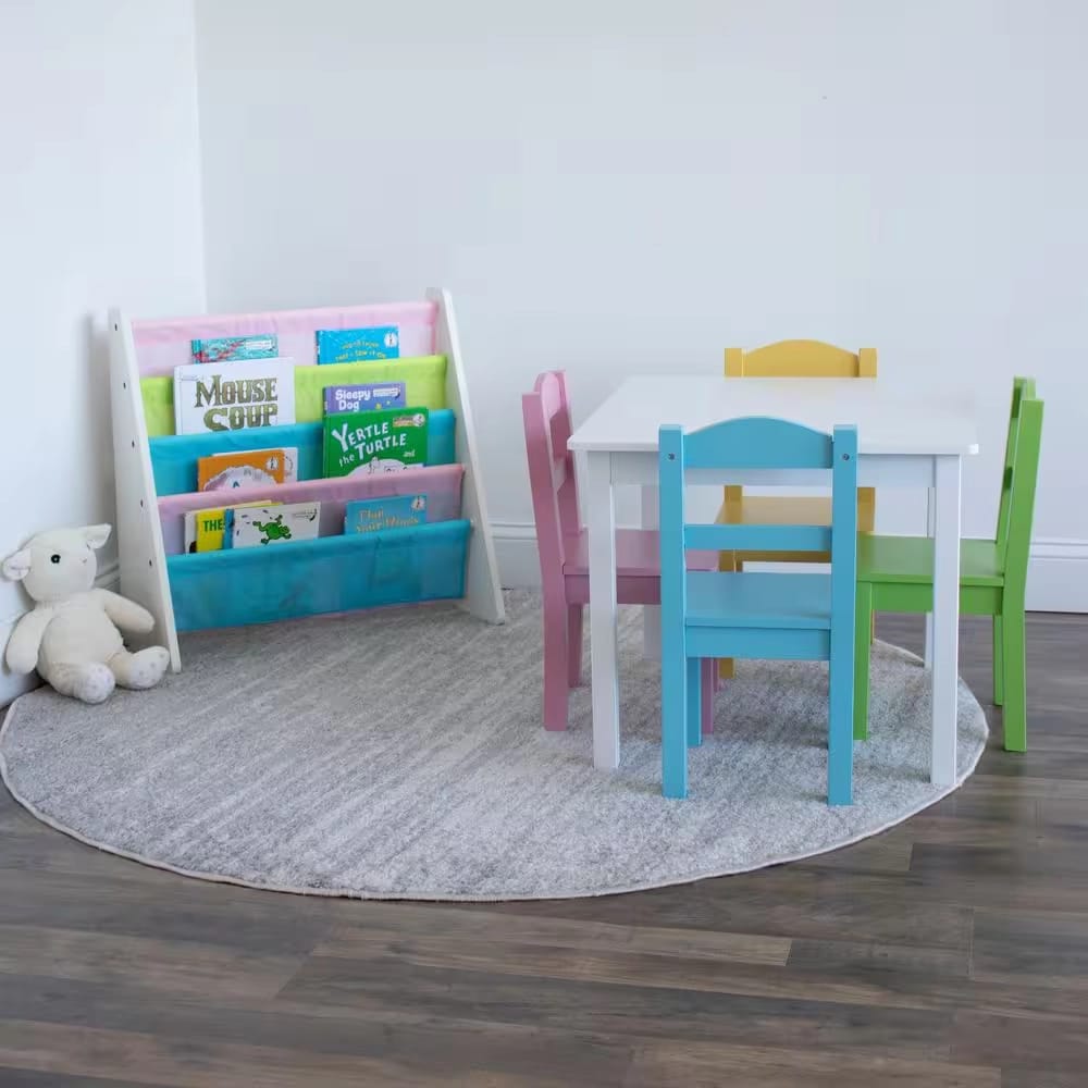 Humble Crew 5-Piece Kids Table and Chair Set, Pastel