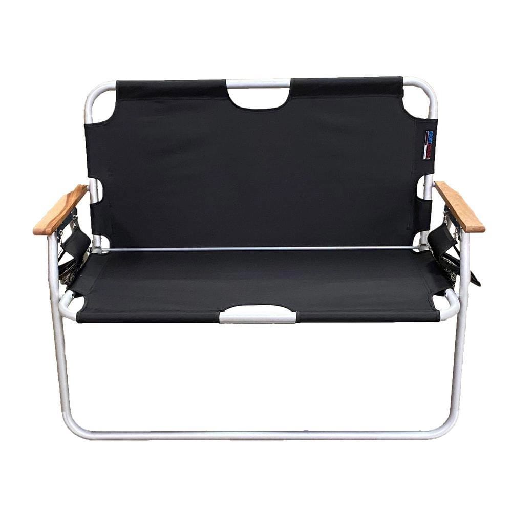 Tailgater 2-Person Folding Aluminum Chair, Black