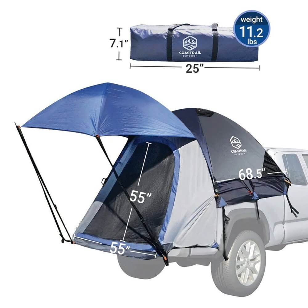 Coastrail Outdoor Pickup Truck Bed Tent with Rainfly, 5.5' Full Short Bed,  Blue/Gray