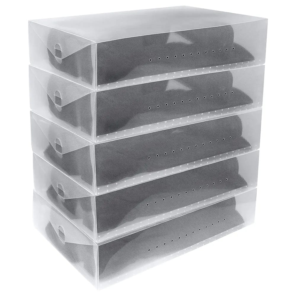 Greenco Clear Foldable Shoe Storage Boxes, 5 Pack