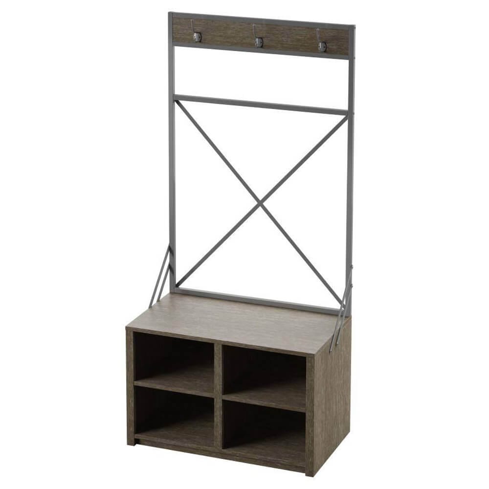 Twin Star Home Hall Tree with 4Cubbies, Hooper Oak