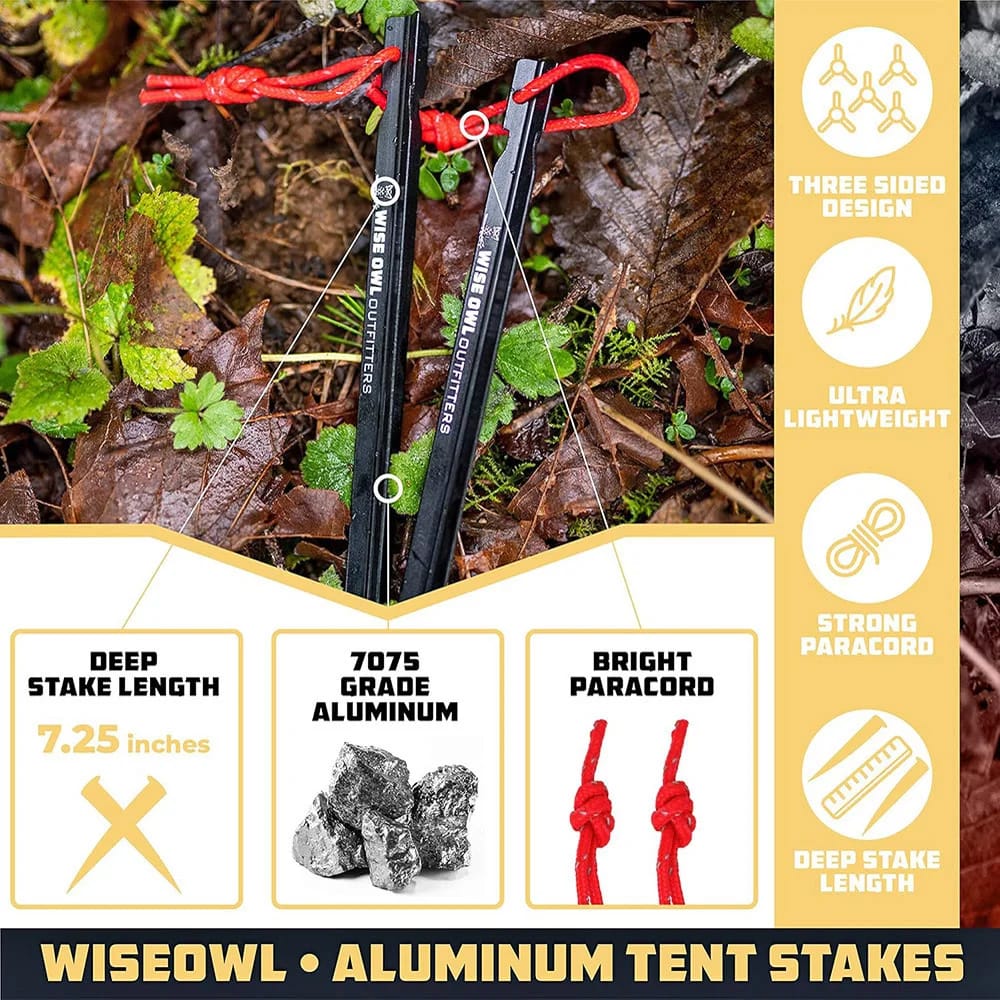 Wise Owl Outfitters Heavy Duty Tent Stakes, 16 Pack