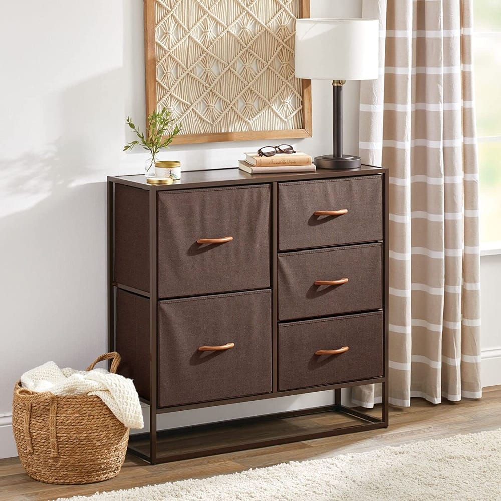 mDesign Tall Modern 5-Drawer Storage Dresser Unit, Espresso