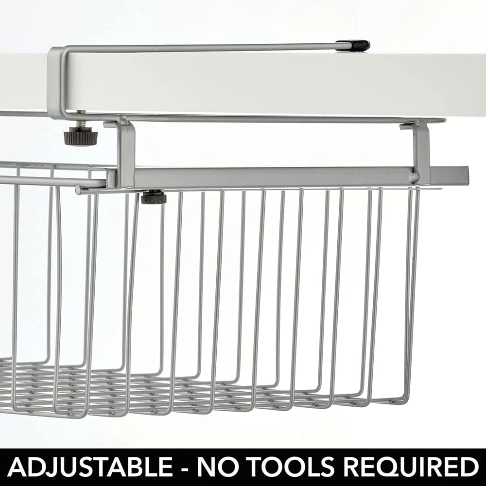 mDesign Metal Wire Hanging Pull Out Drawer Basket, White, 4 Pack