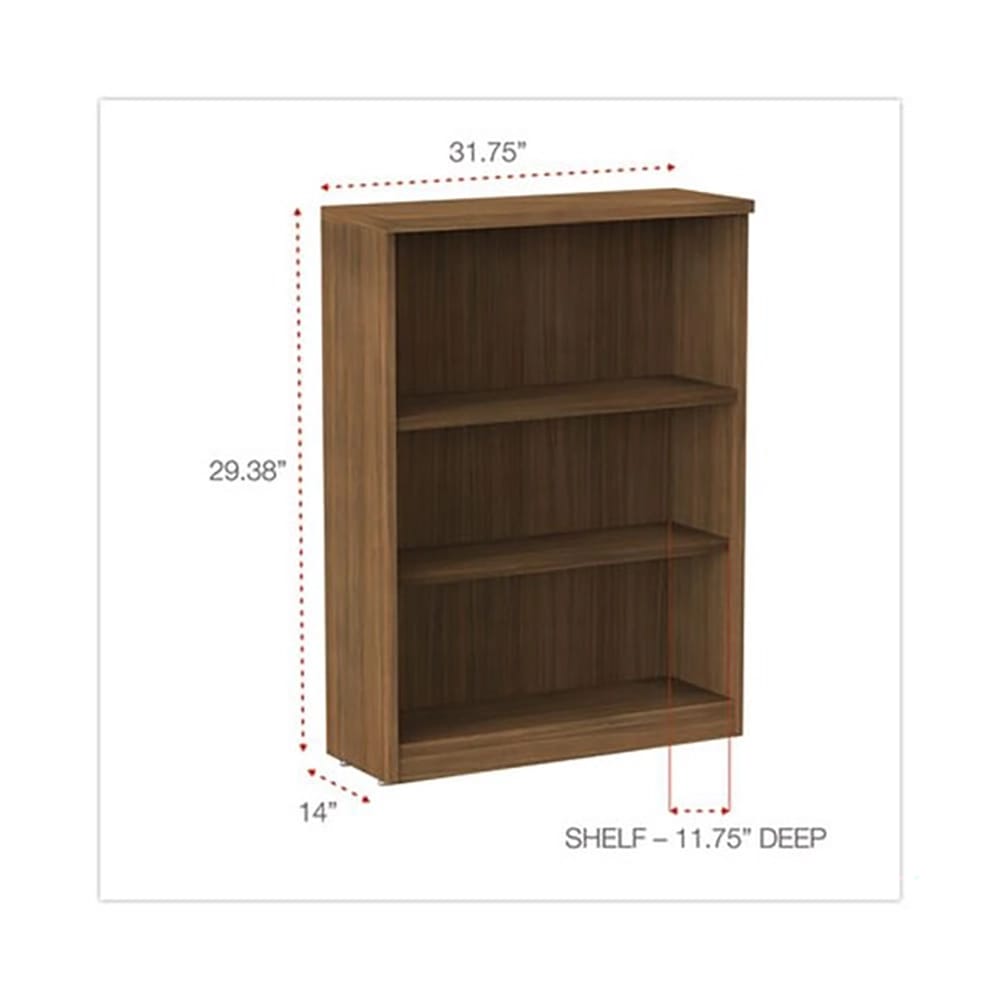 Alera Valencia Series 3-Shelf Bookcase, Walnut