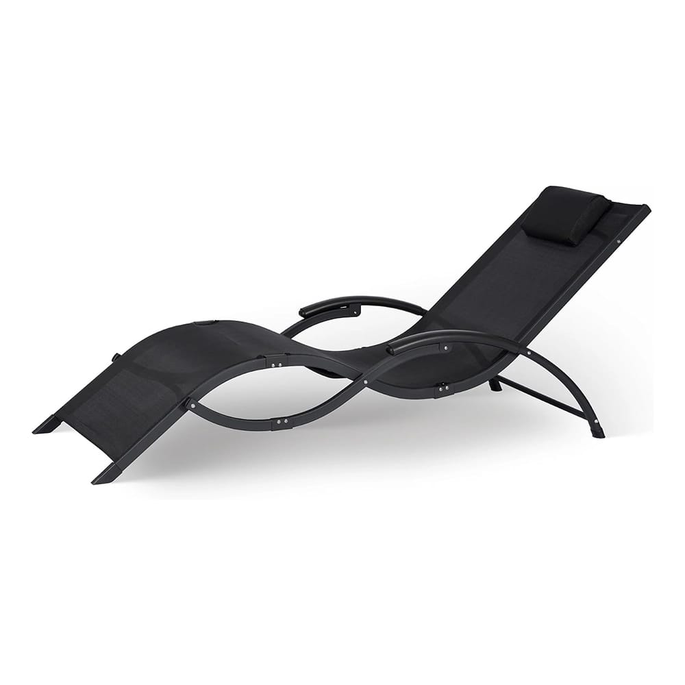 Island Retreat Outdoor Mesh Lounge Chair, Black
