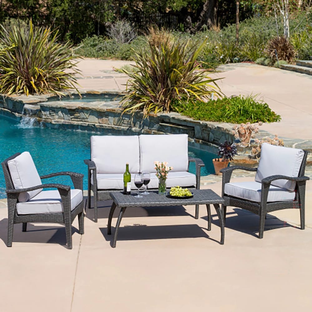 Honolulu 4-Piece Wicker Patio Set, Gray