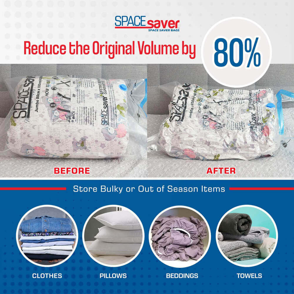 Spacesaver Premium Space Saver Vacuum Storage Bags Variety Pack, Jumbo & Large Size, 4-Pack