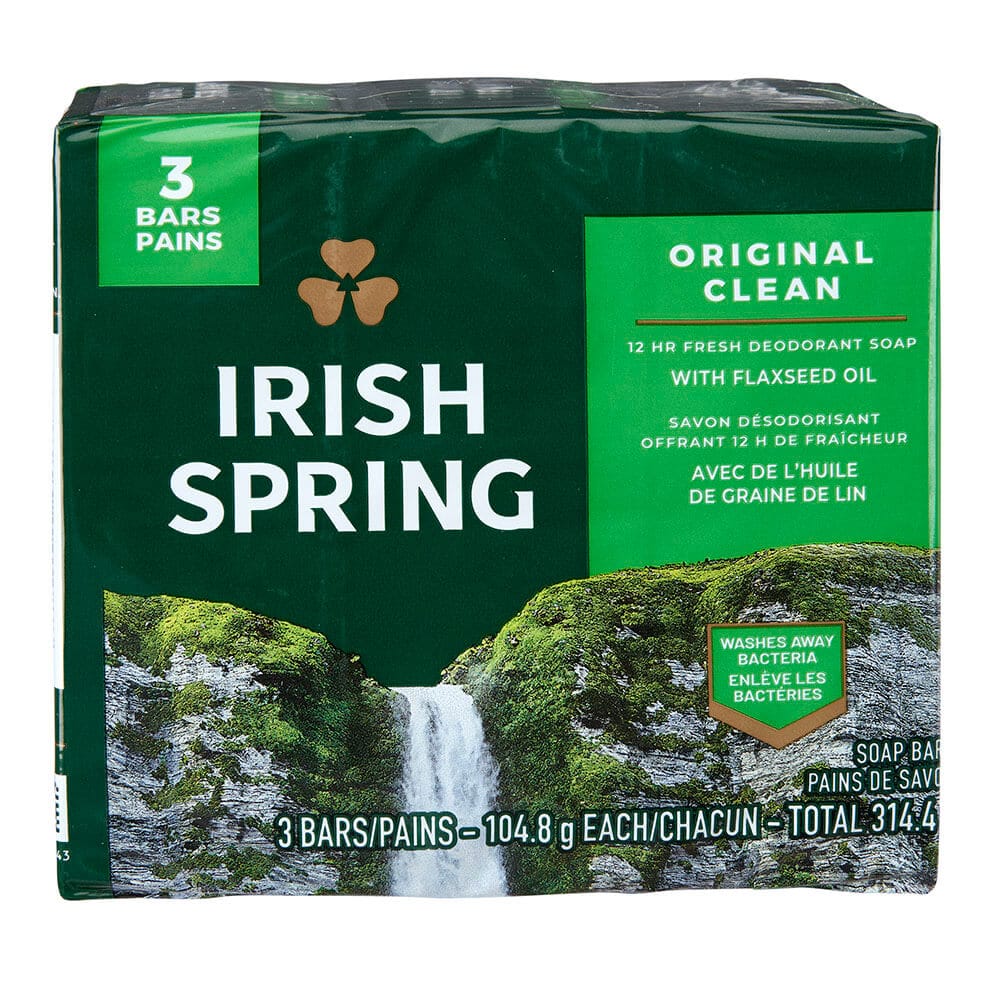 Irish Spring Original Clean Deodorant Bar Soap, 3 Count