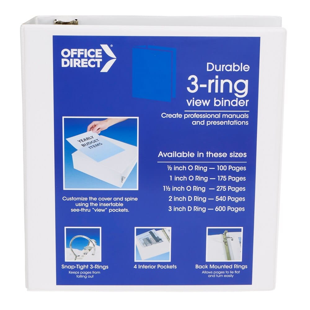 Office Direct D-Ring View Binder, 2"