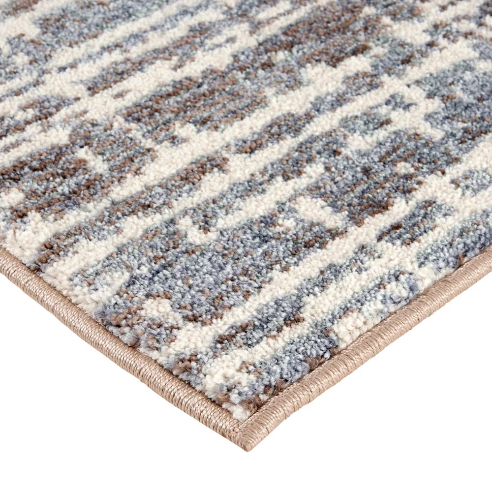 Hazel Collection 9' x 12' Grid Area Rug, Blue, Ivory & Gray