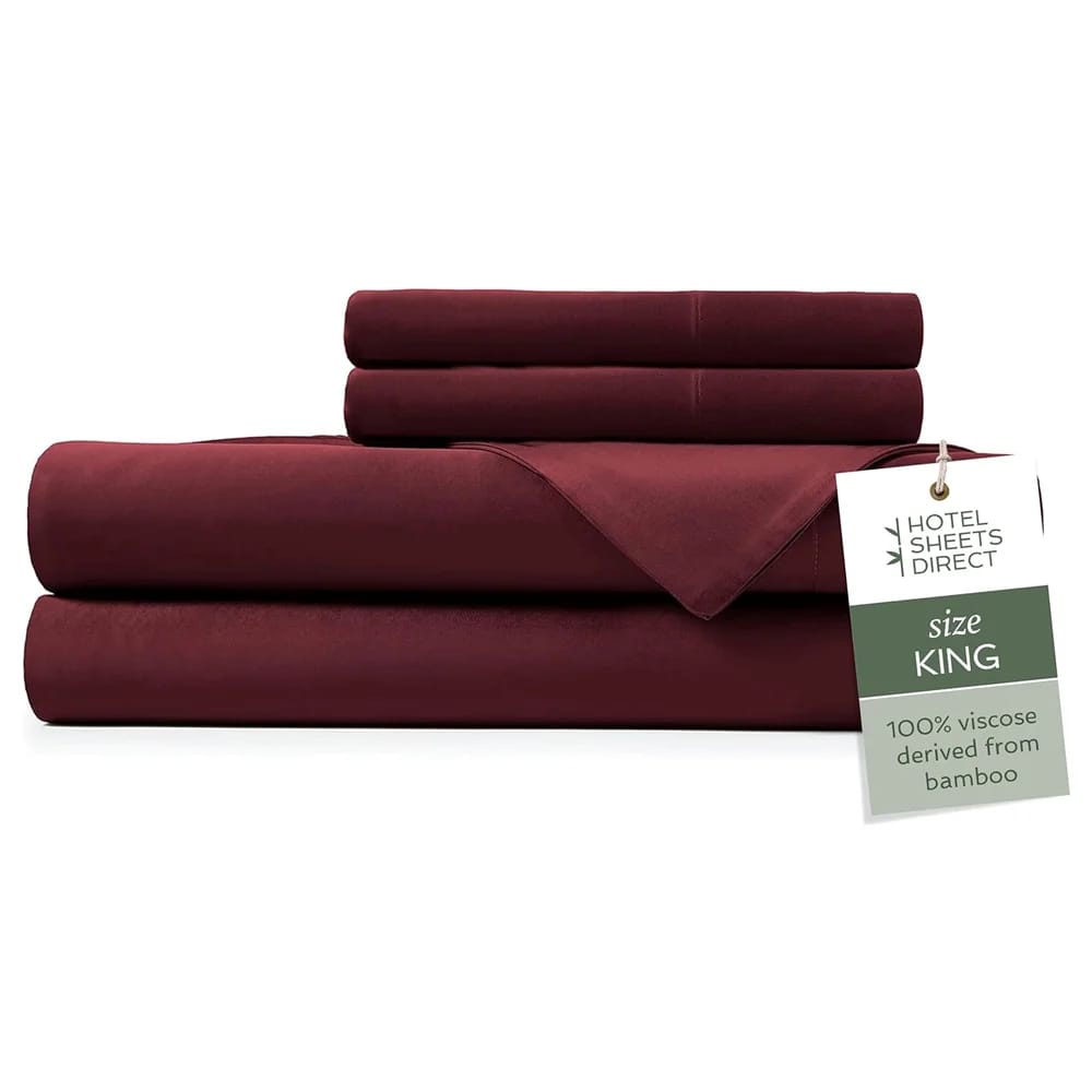 Hotel Sheets Direct 4-Piece Bed Sheet Set, King, Burgundy