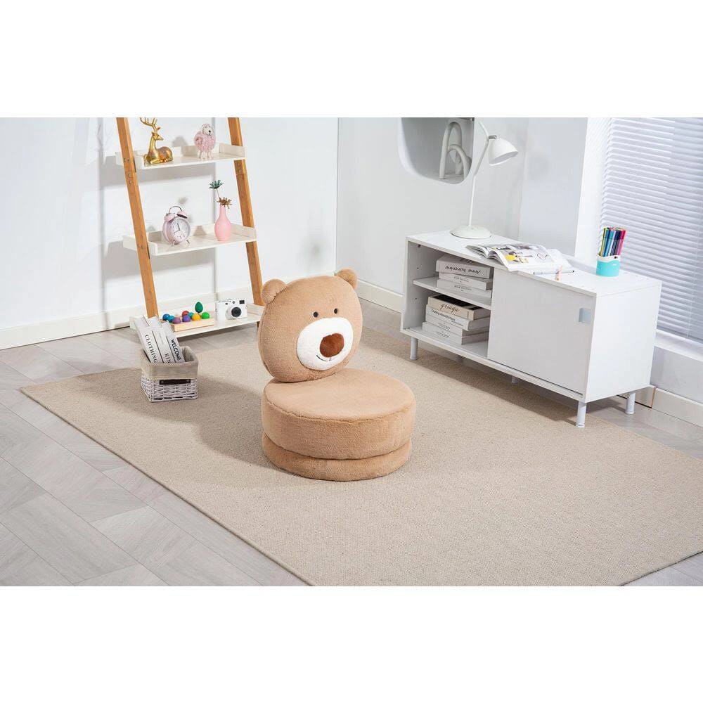 Home 2 Office Faux Fur Kids Bear Swivel Chair, Brown