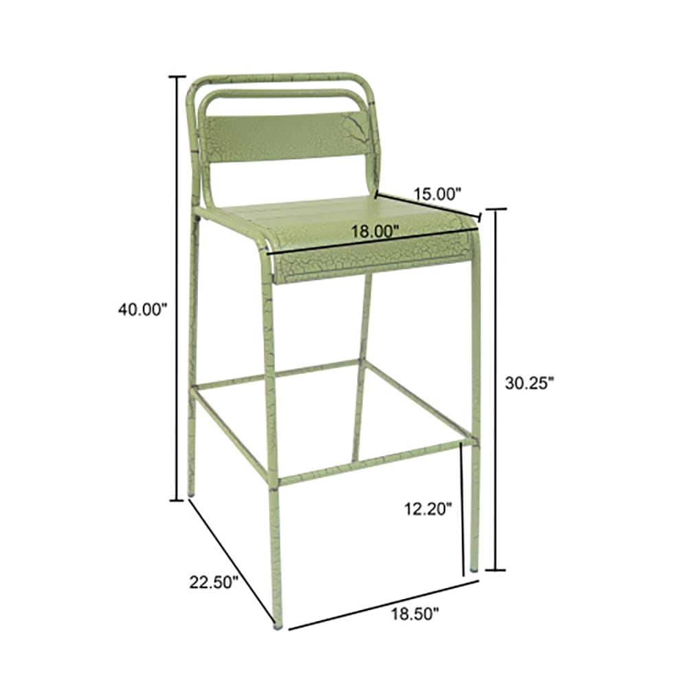 Carmella Stackable Metal Outdoor Bar Stool, Green, 2 Count