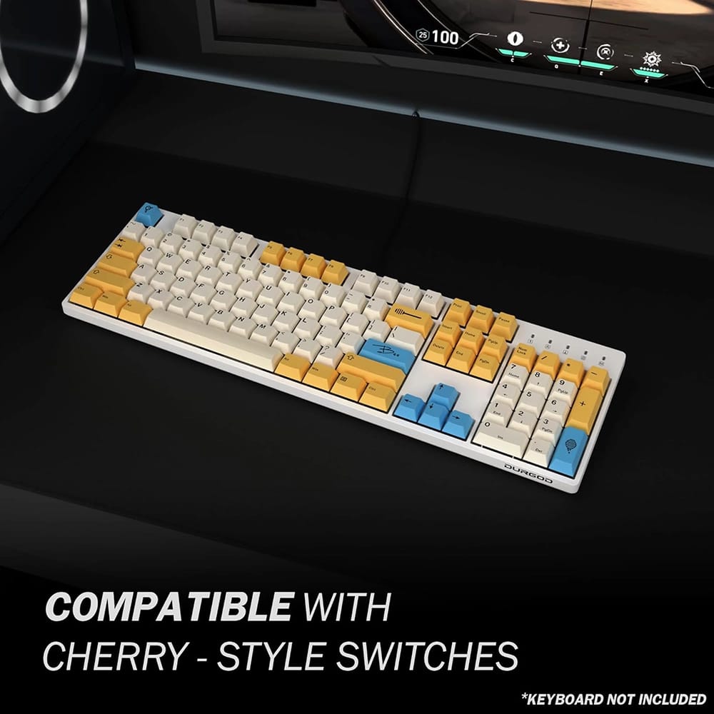 HK Gaming Custom Keycaps, Yellow/Blue
