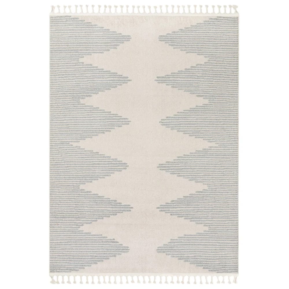 Well Woven 7'10" x 10'6" Loop-De-Loop Zipped Tribal Aztec Geometric Kilim Style Area Rug, Gray/Ivory