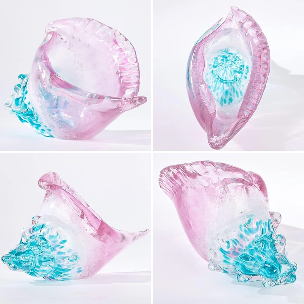 Meant2ToBe Glass Shell Vase, Blue/Pink