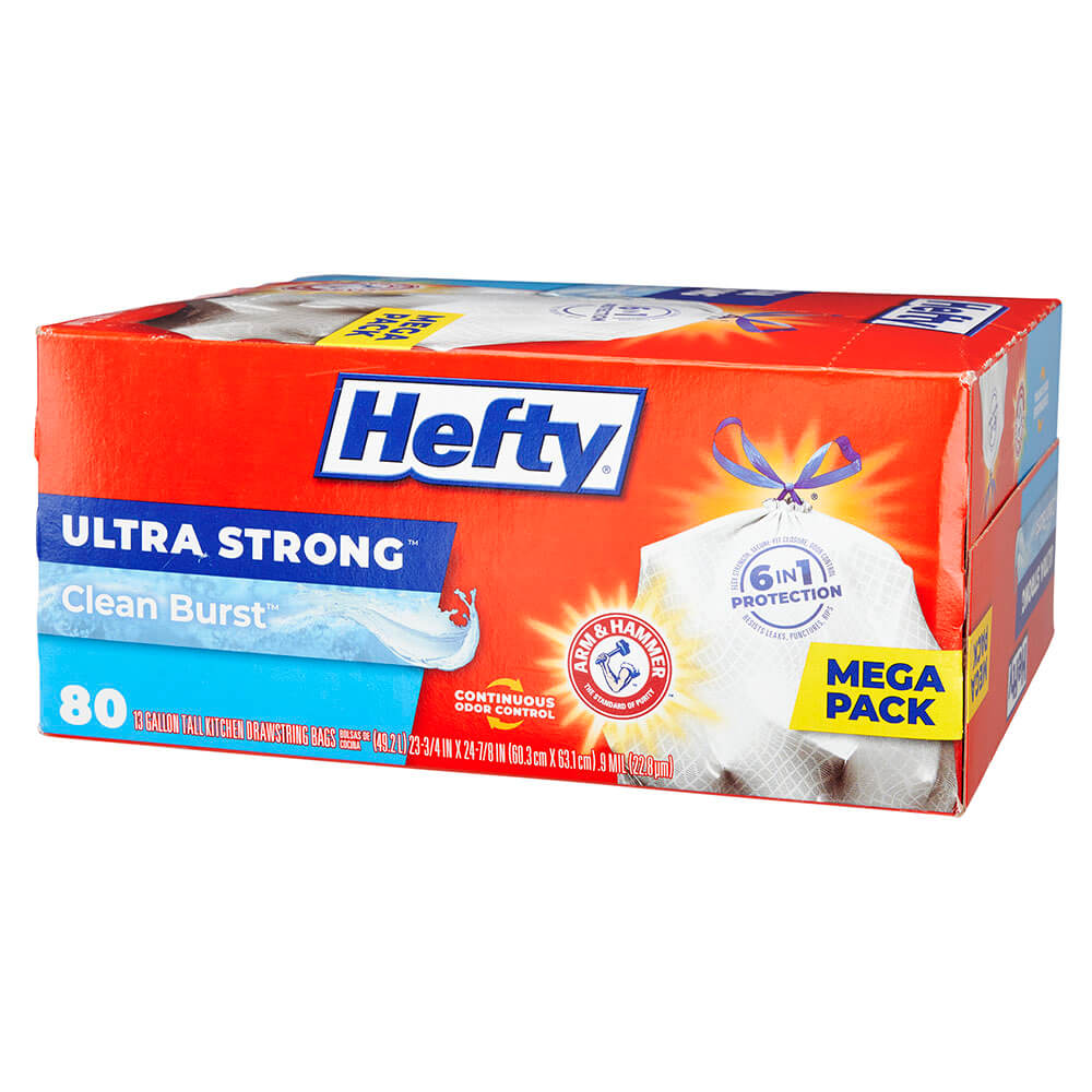 Hefty Ultra Strong Clean Burst 13 Gallon Trash Bags, 80 Count