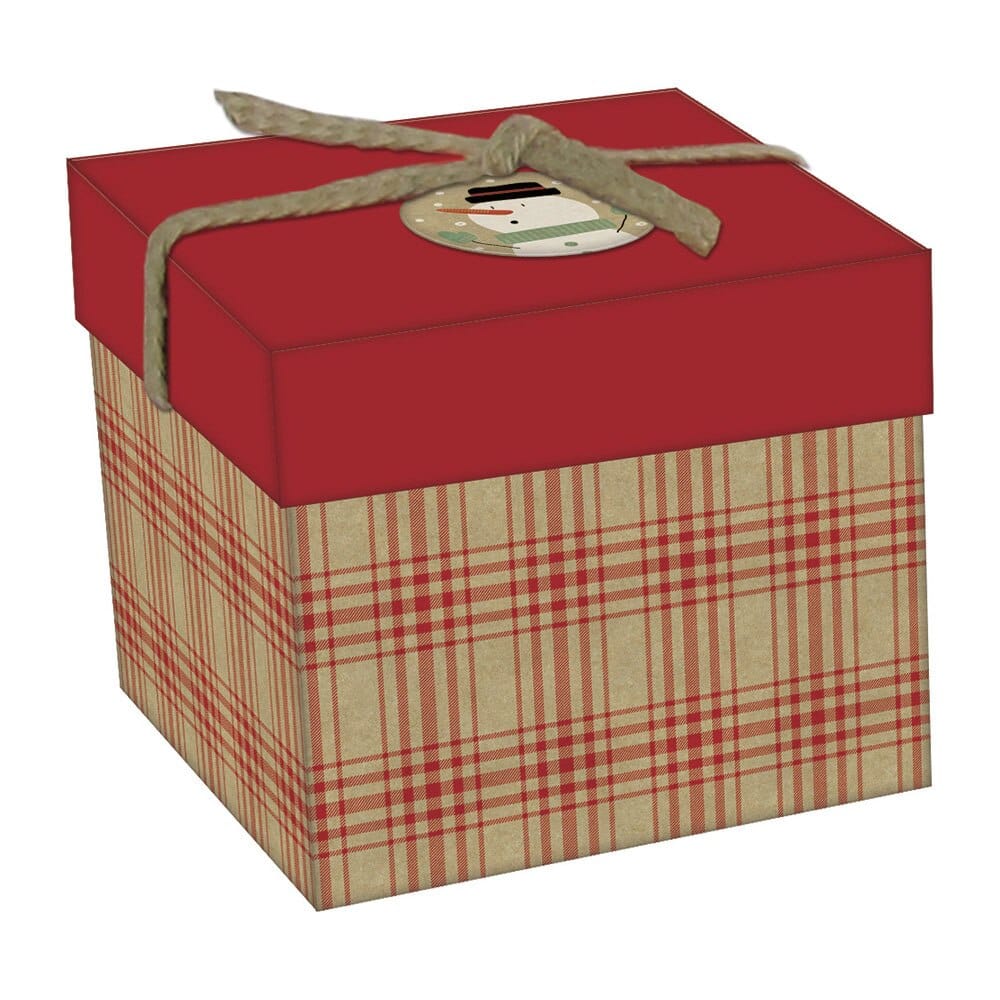 X-Large Luxury Decorative Square Kraft Christmas Gift Box, 5.5" x 5.5"