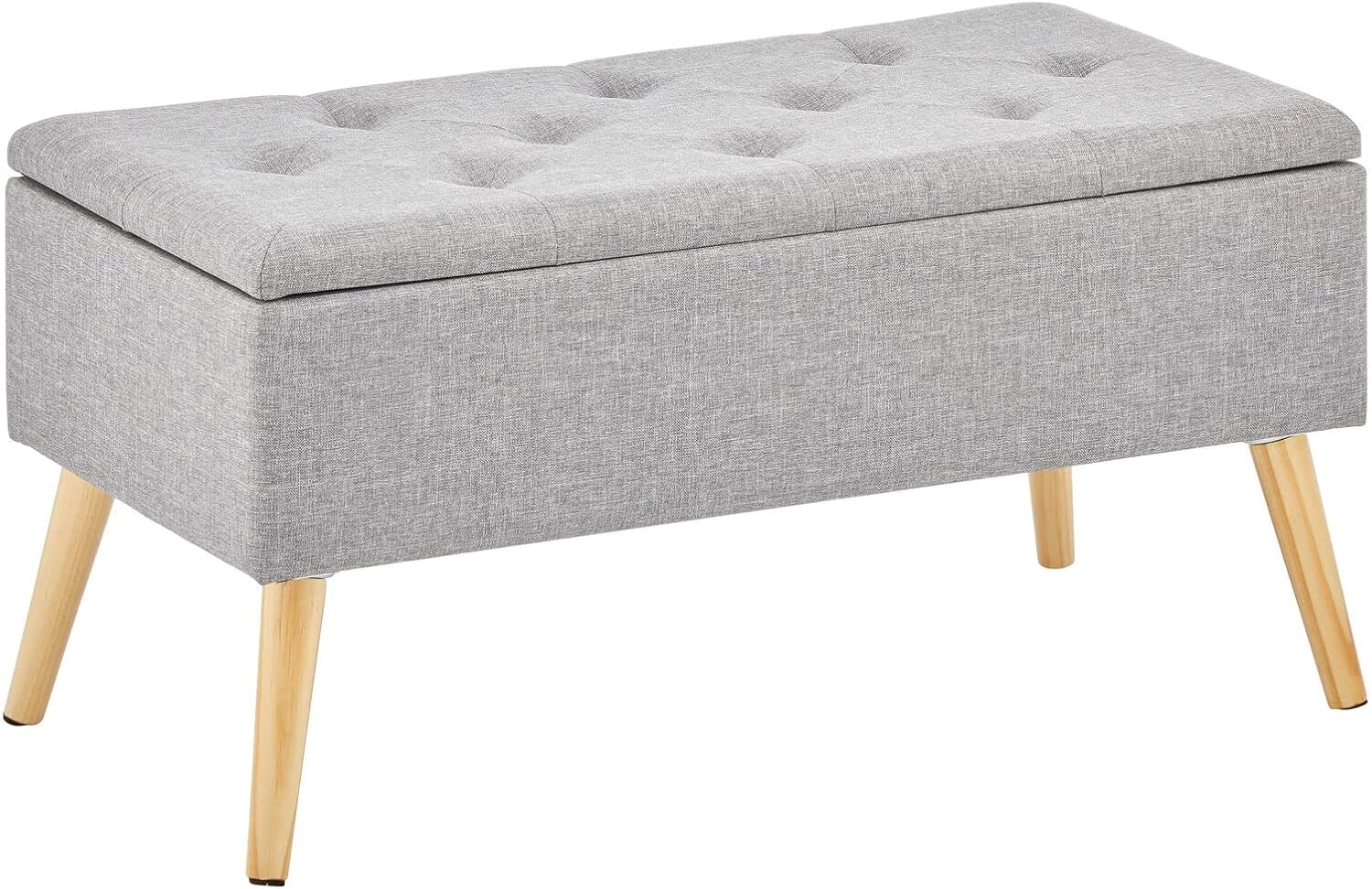 mDesign Tufted Storage Bench, Gray