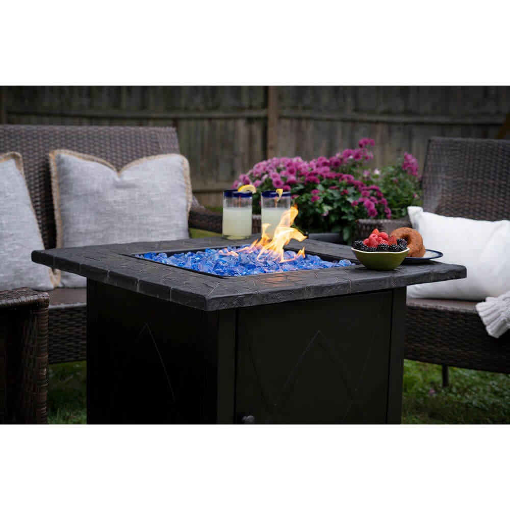 Endless Summer 30" Outdoor Propane Gas Fire Pit, 30,000 BTU, Blue Fireglass