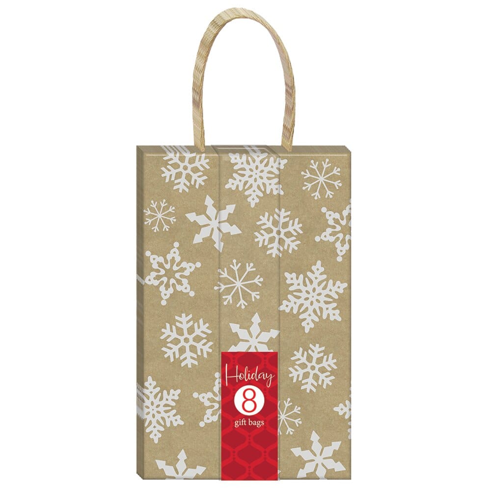 Kraft Christmas Gift Bag, 8 Piece