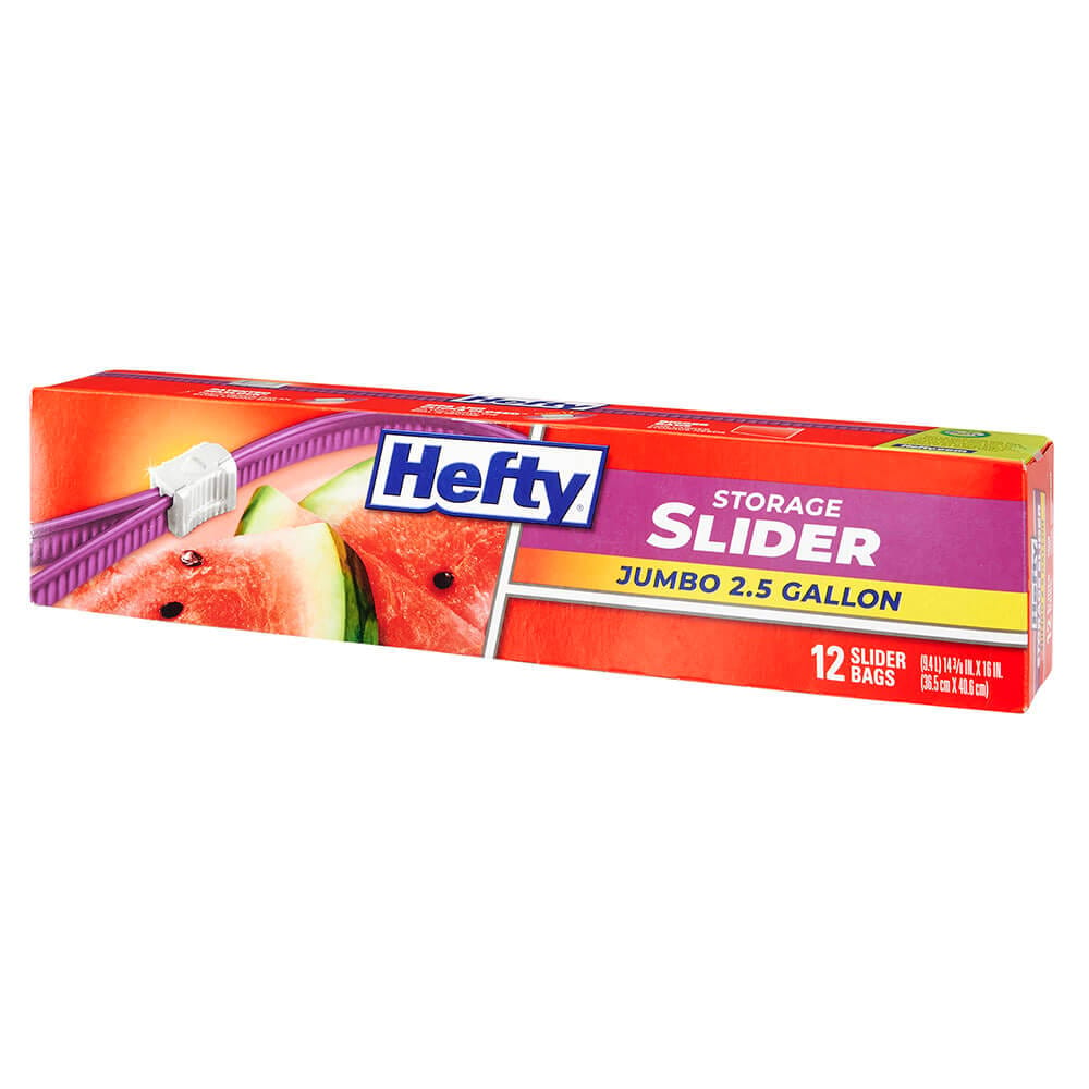 Hefty Storage Jumbo Gallon Slider Bags, 12 Count