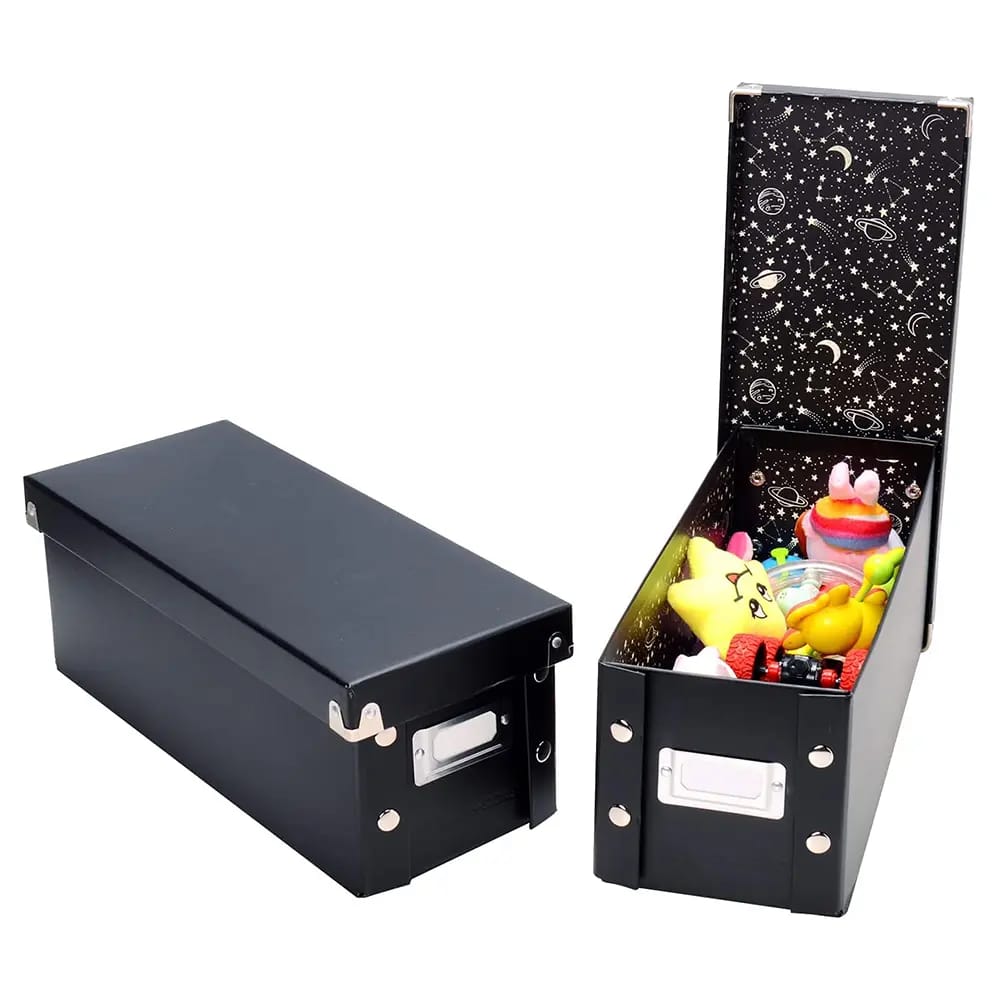 Snap-N-Store Medium Collapsible Storage Box, Black/Space, 2 Pack