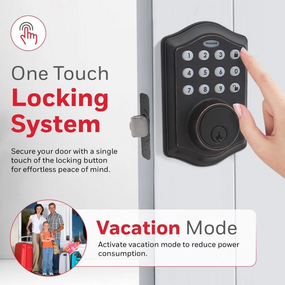 Honeywell Single Cylinder Deadbolt Lock with Electronic Keypad, Oil Rubbed Bronze
