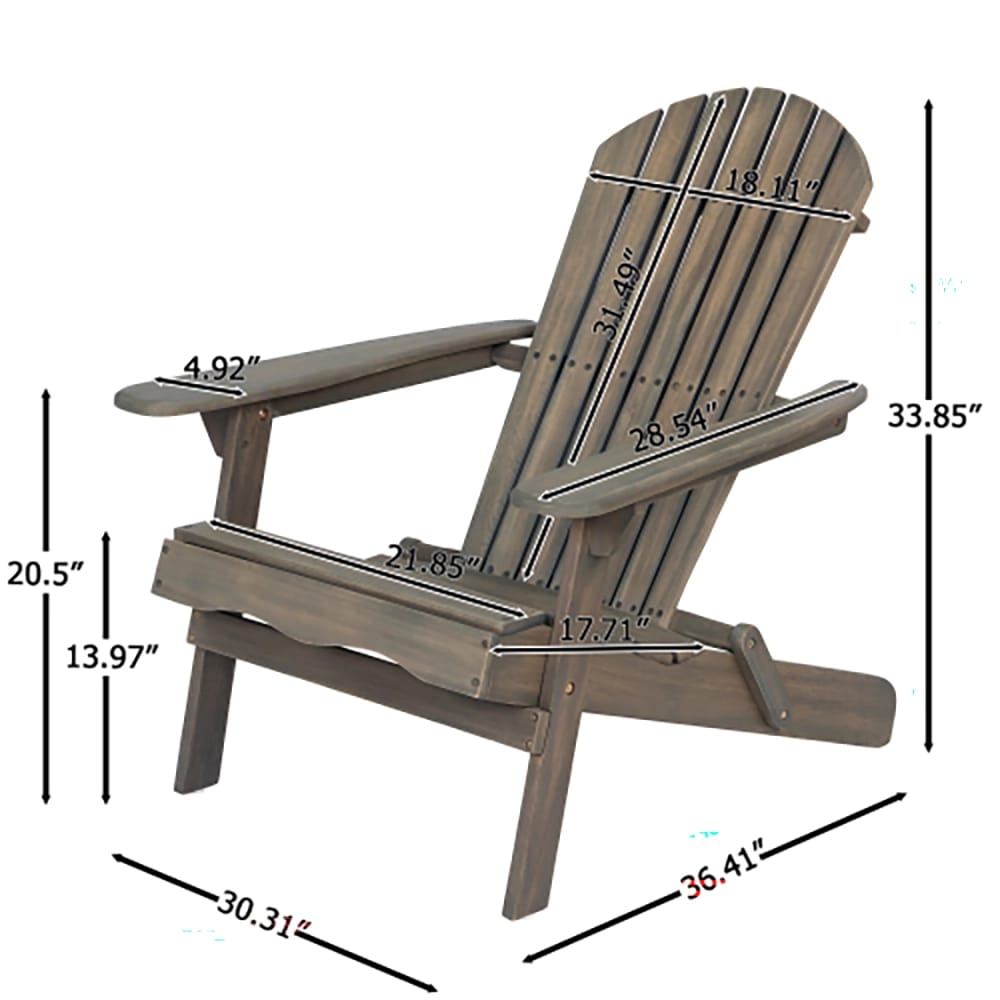 Folding Adirondack Chair, Gray