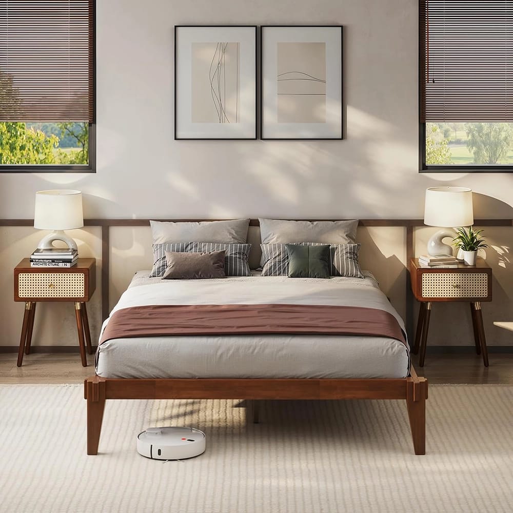 Bme Chalipa 14" Queen Bed Frame, Walnut