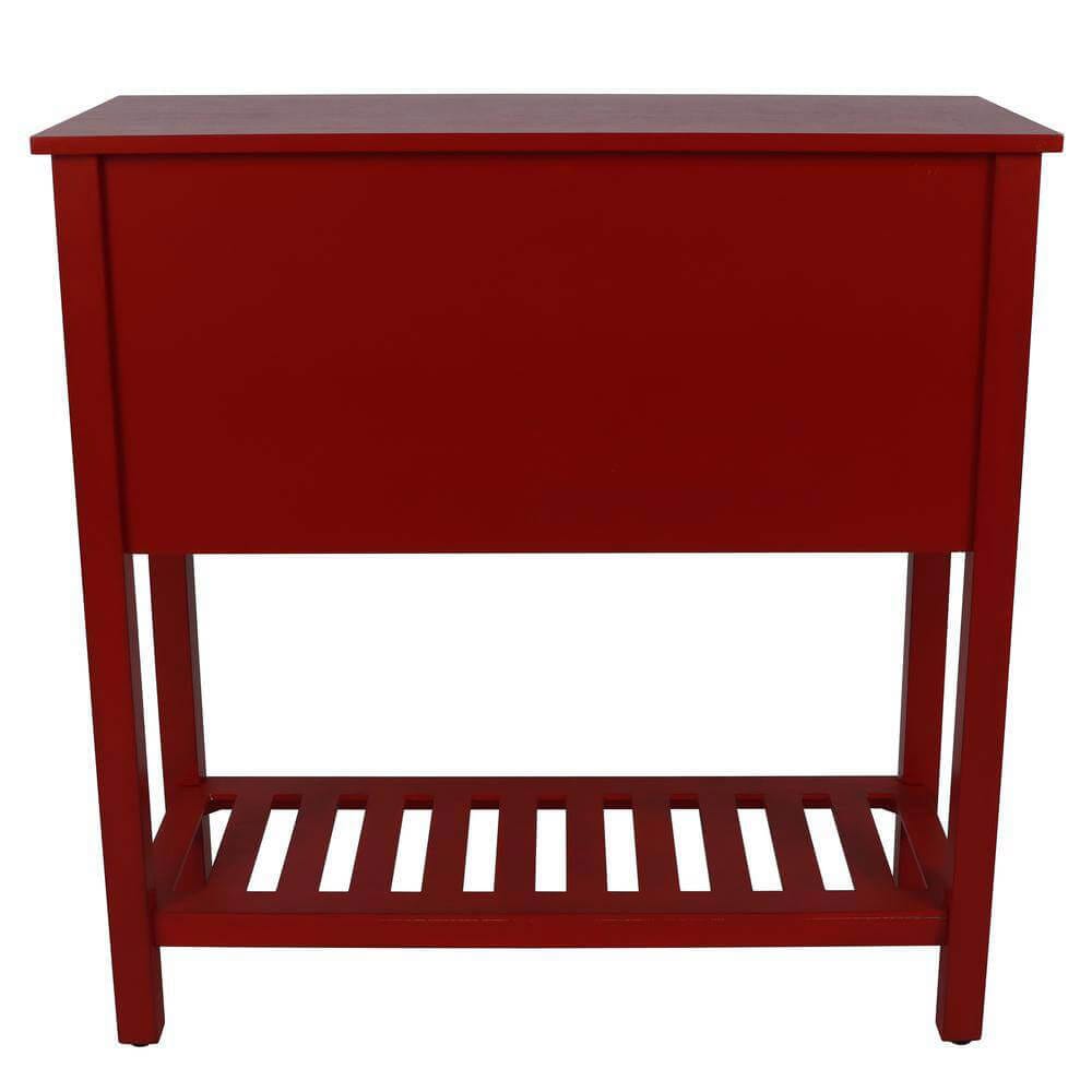 Bailey Beadboard 4-Drawer Console Table with Shelf, Antique Red