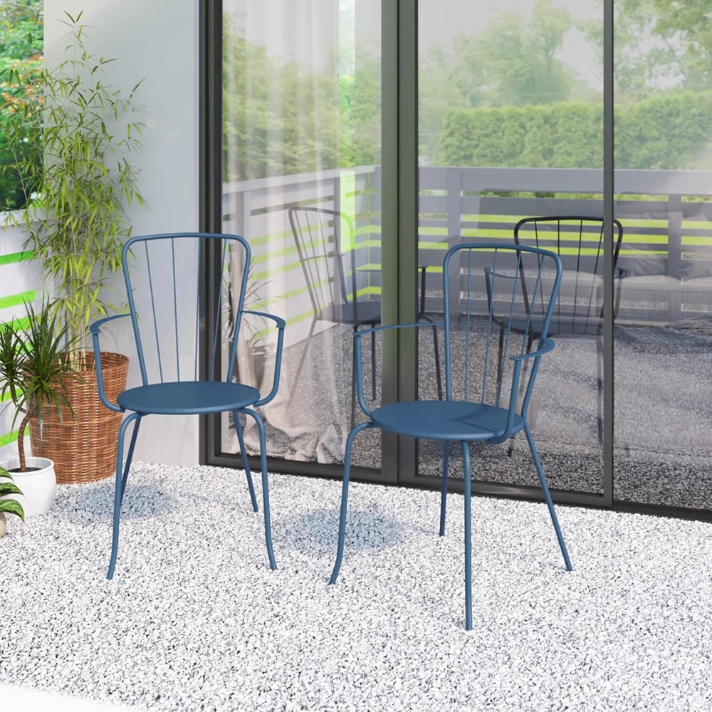 TK Classics Outdoor Dining Chairs, Blue, Set of 2
