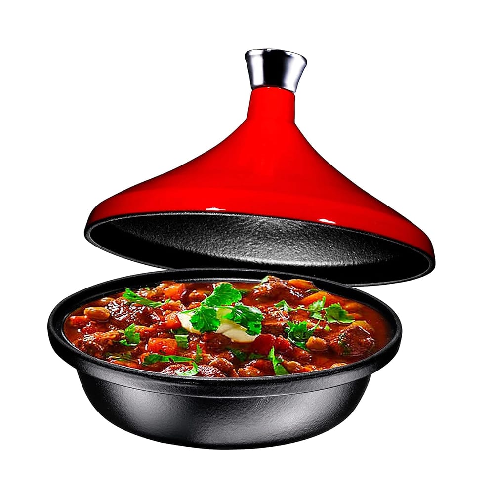 Bruntmor 3.5-Quart Moroccan Tagine, Red