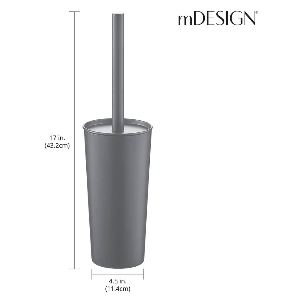 mDesign Stainless Steel Toilet Brush Set, Graphite