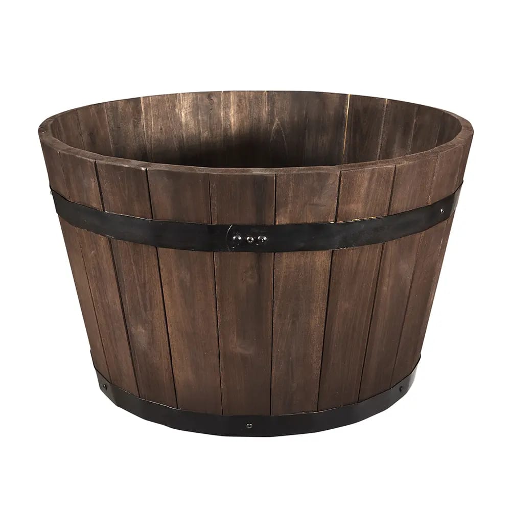 Whiskey Barrel Wood Planter, 20.8"