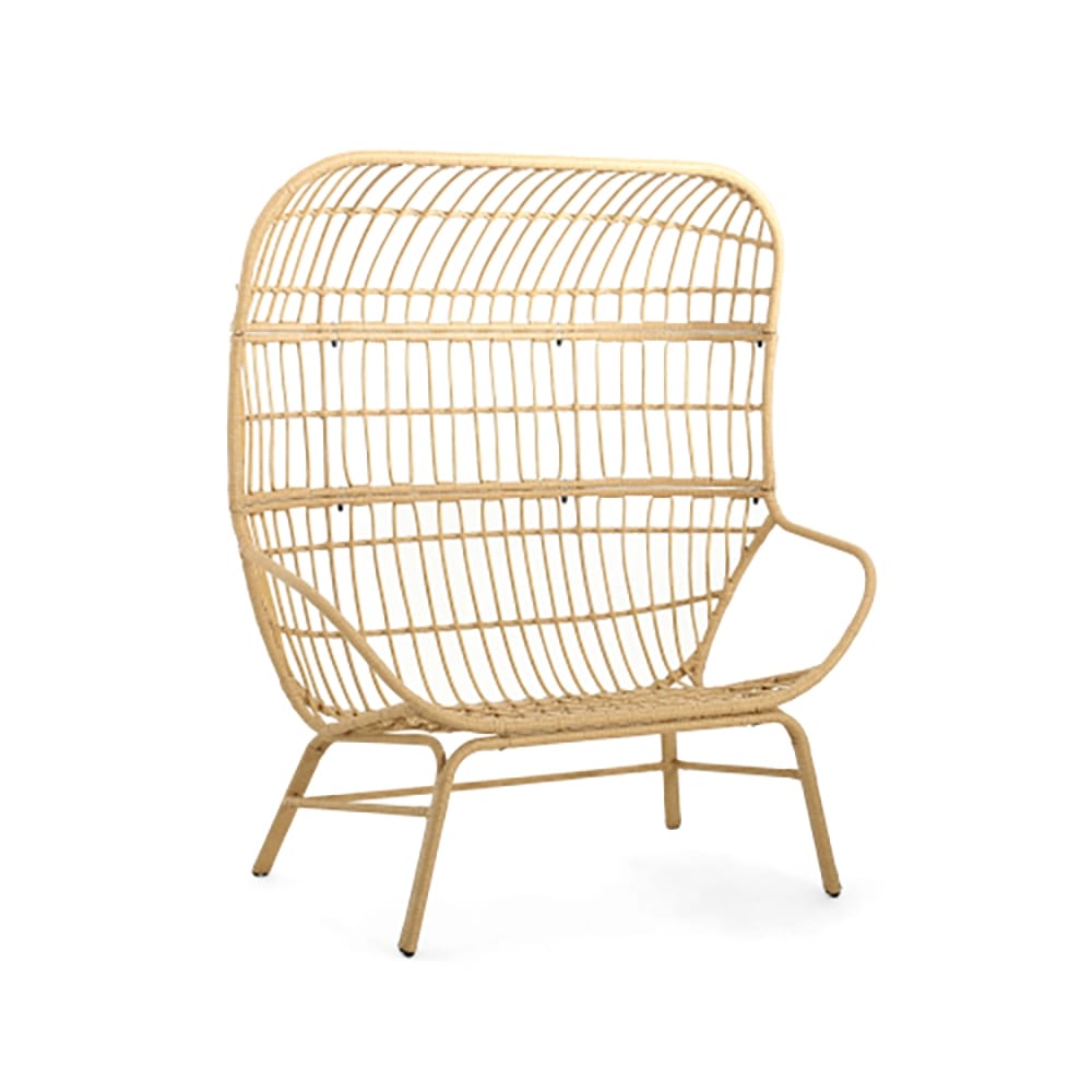 Wicker Outdoor Loveseat with Cushion, Light Brown