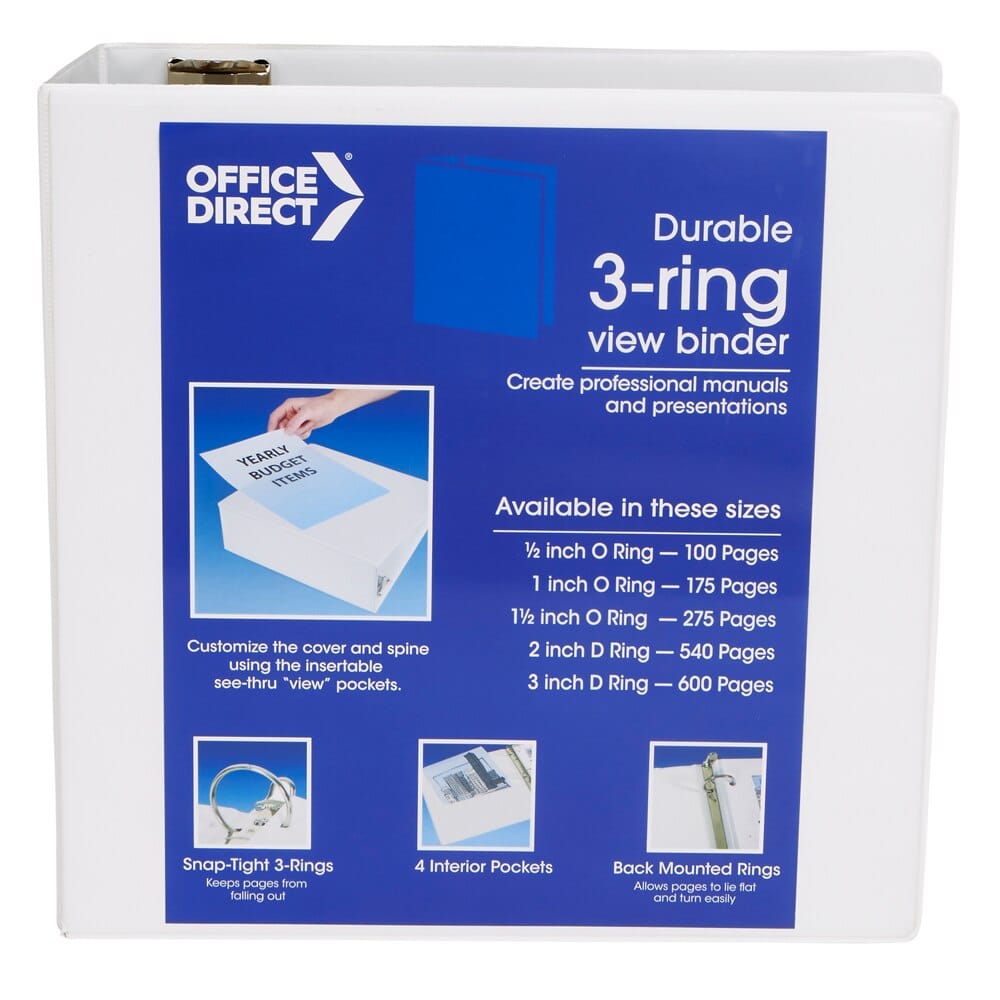 Office Direct D-Ring View Binder, 3"